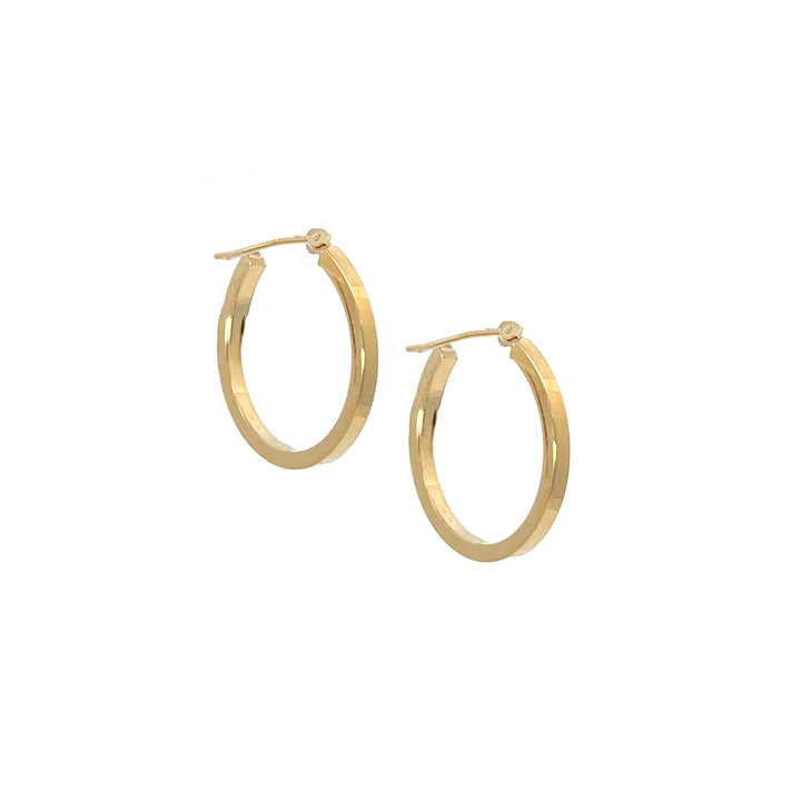 14K YG Flat Edge Round Hoops, medium