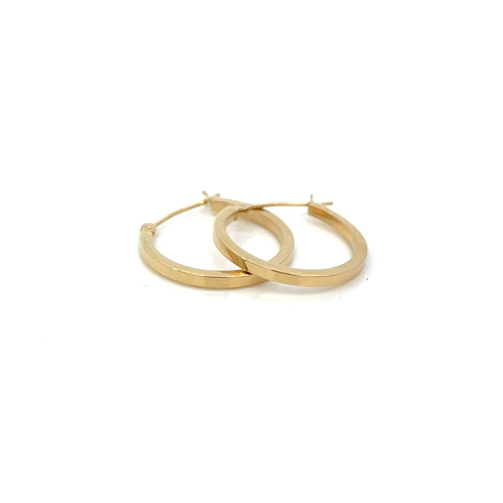 14K YG Flat Edge Round Hoops, medium