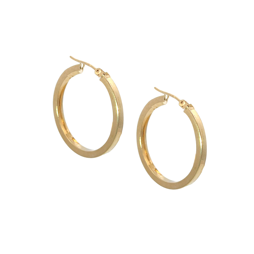 14K YG Flat Edge Round Hoops, large