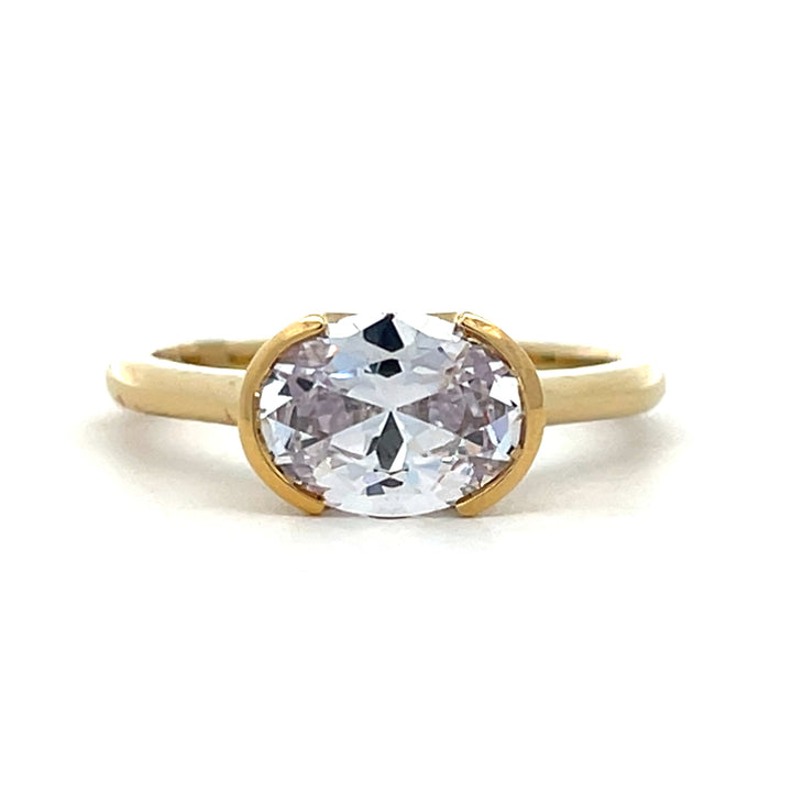 1.75 ct oval diamond half bezel solitaire engagement ring