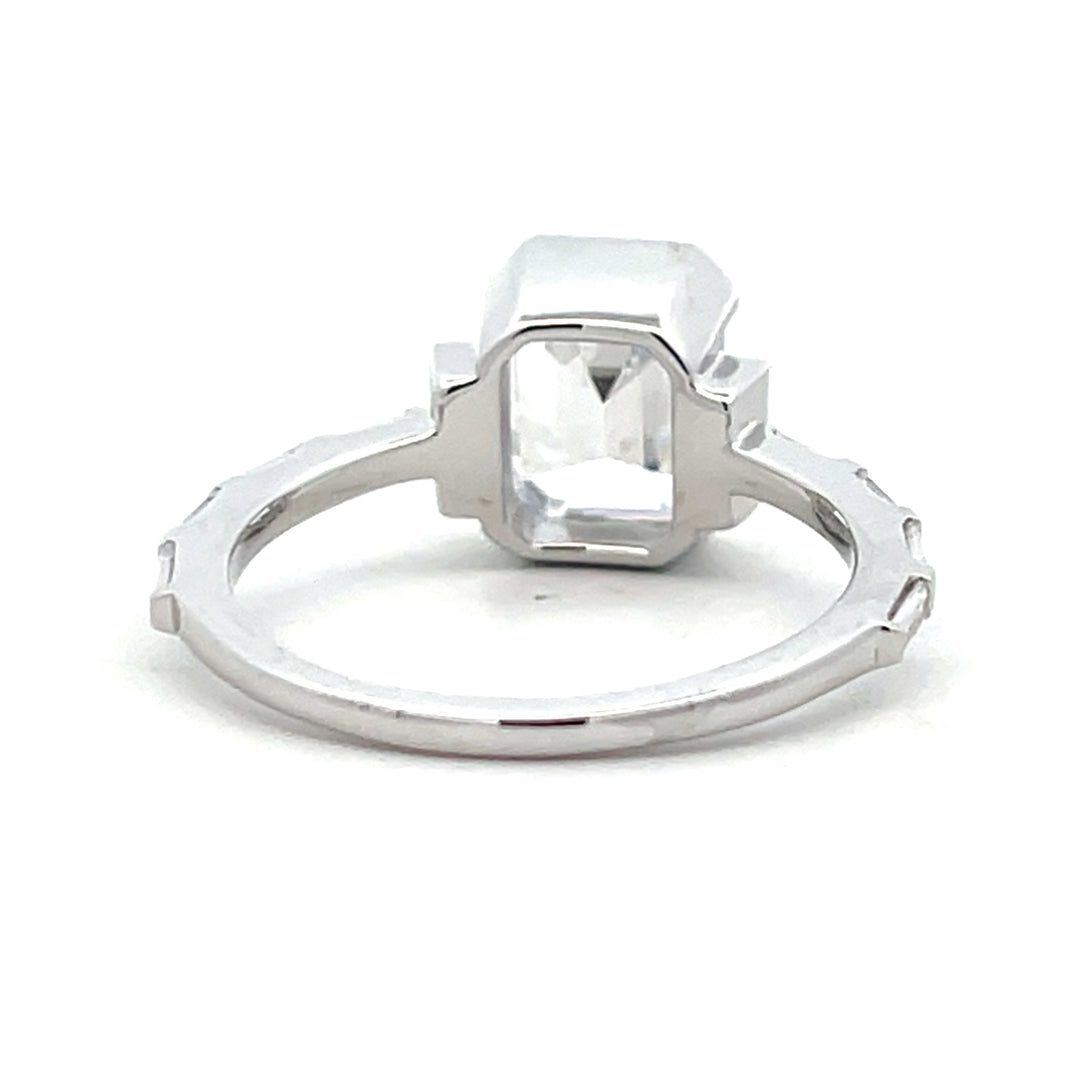 3.1 ctw emerald cut diamond half bezel deco engagement ring