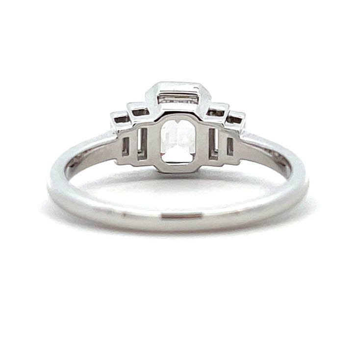 1 1/5 ctw emerald cut diamond 5-stone bezel engagement ring