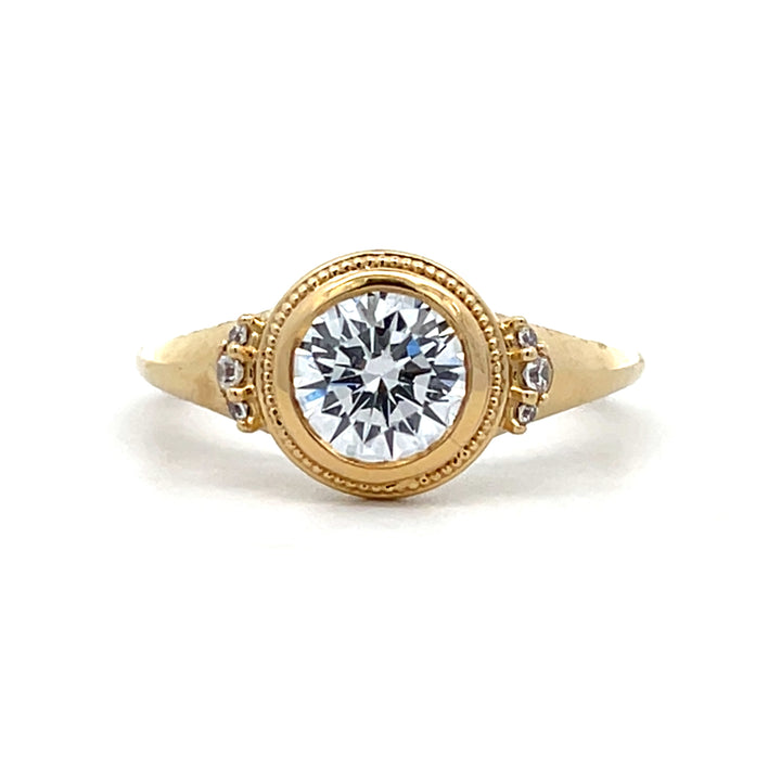 1 ct round diamond milgrain bezel engagement ring