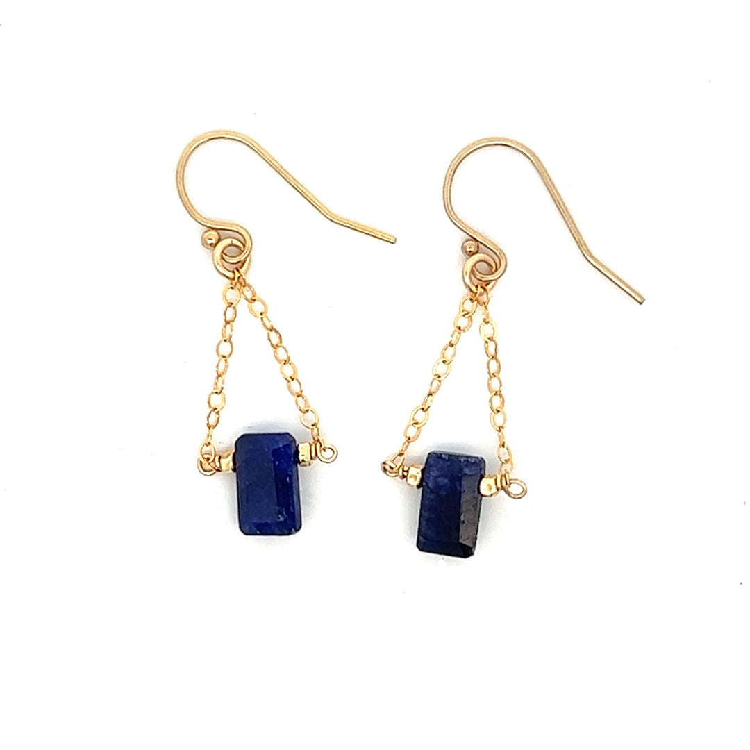 silk road - sapphire baguette trapeze earrings - workshopunderground.com