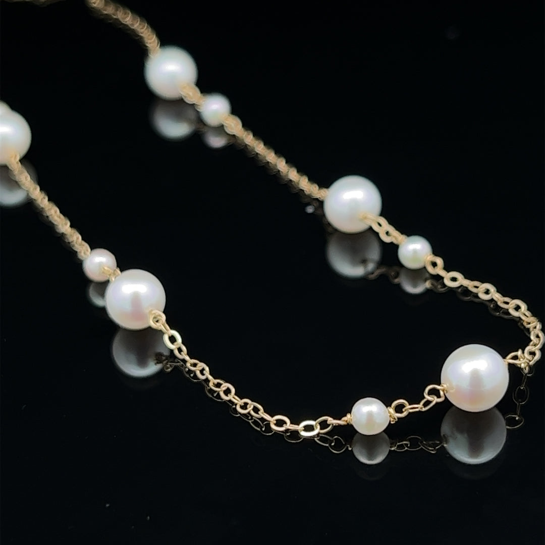 van luna - big & small akoya pearl station necklace - workshopunderground.com