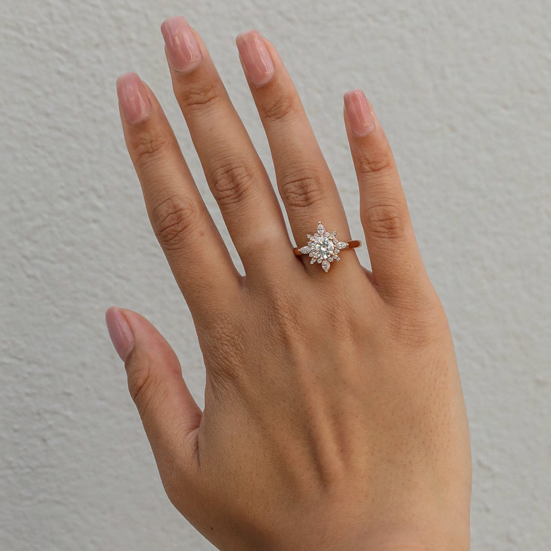 1 1/2 ctw radiant halo round diamond engagement ring
