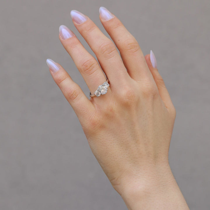 1 3/4 ctw three-stone oval diamond engagement ring