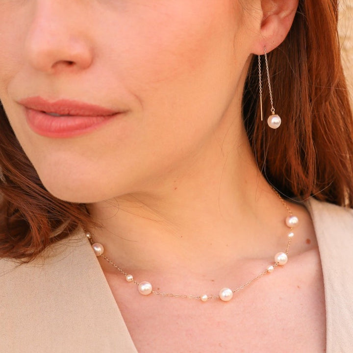van luna - big & small akoya pearl station necklace
