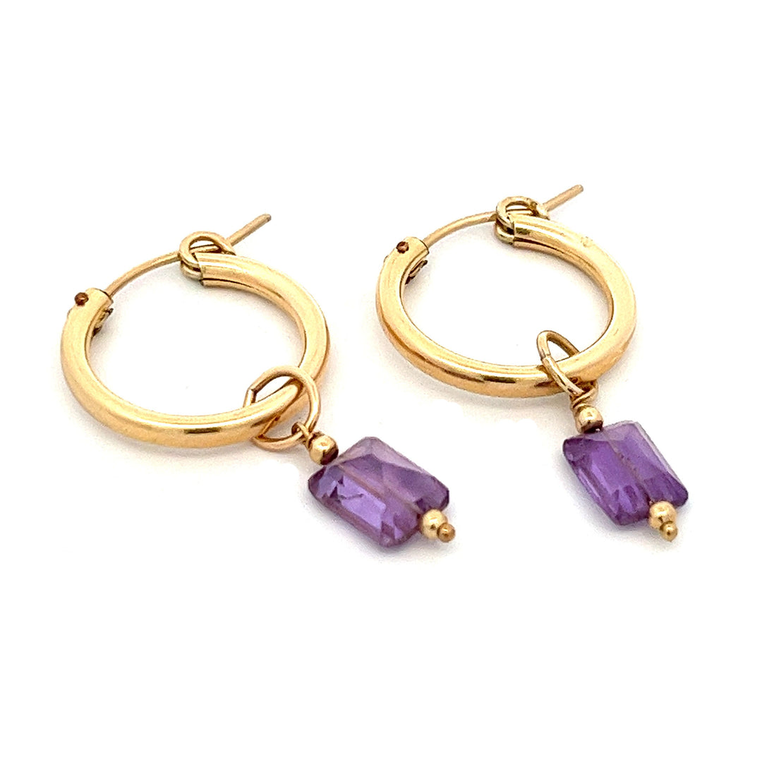 L'amethyste baguette charm - hoop earrings - workshopunderground.com