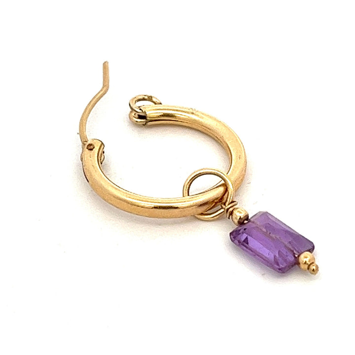 L'amethyste baguette charm - hoop earrings - workshopunderground.com