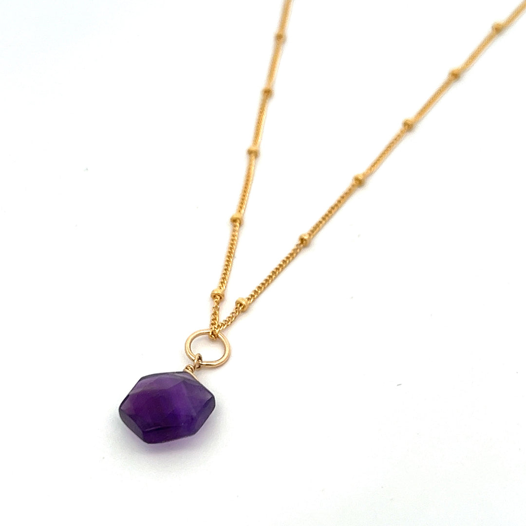 L'amethyste hexagon pendant necklace - natural amethyst - workshopunderground.com