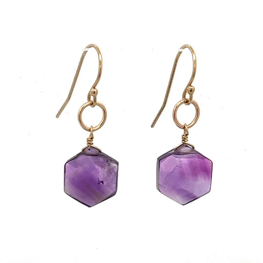 L'amethyste - hexagon drop earrings - workshopunderground.com