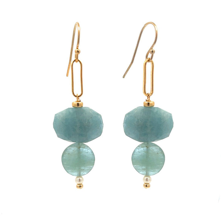 aquamarine duo drop earrings