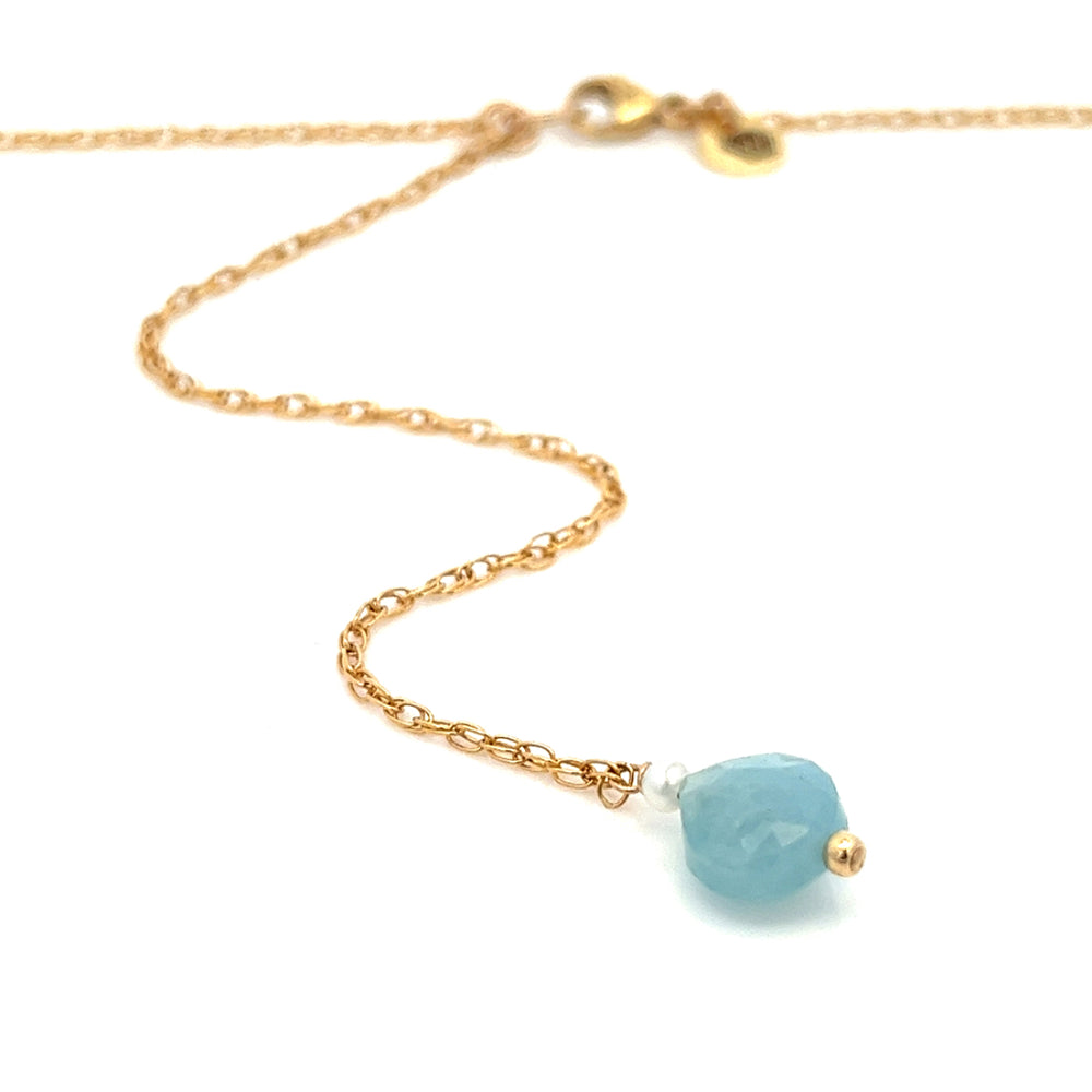 aquamarine back drop gold bar necklace - workshopunderground.com