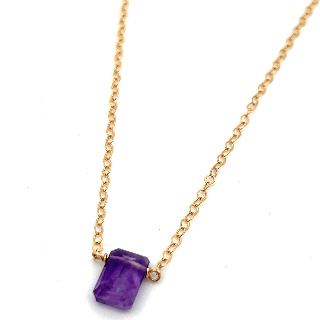 L'amethyste baguette necklace - natural amethyst - workshopunderground.com