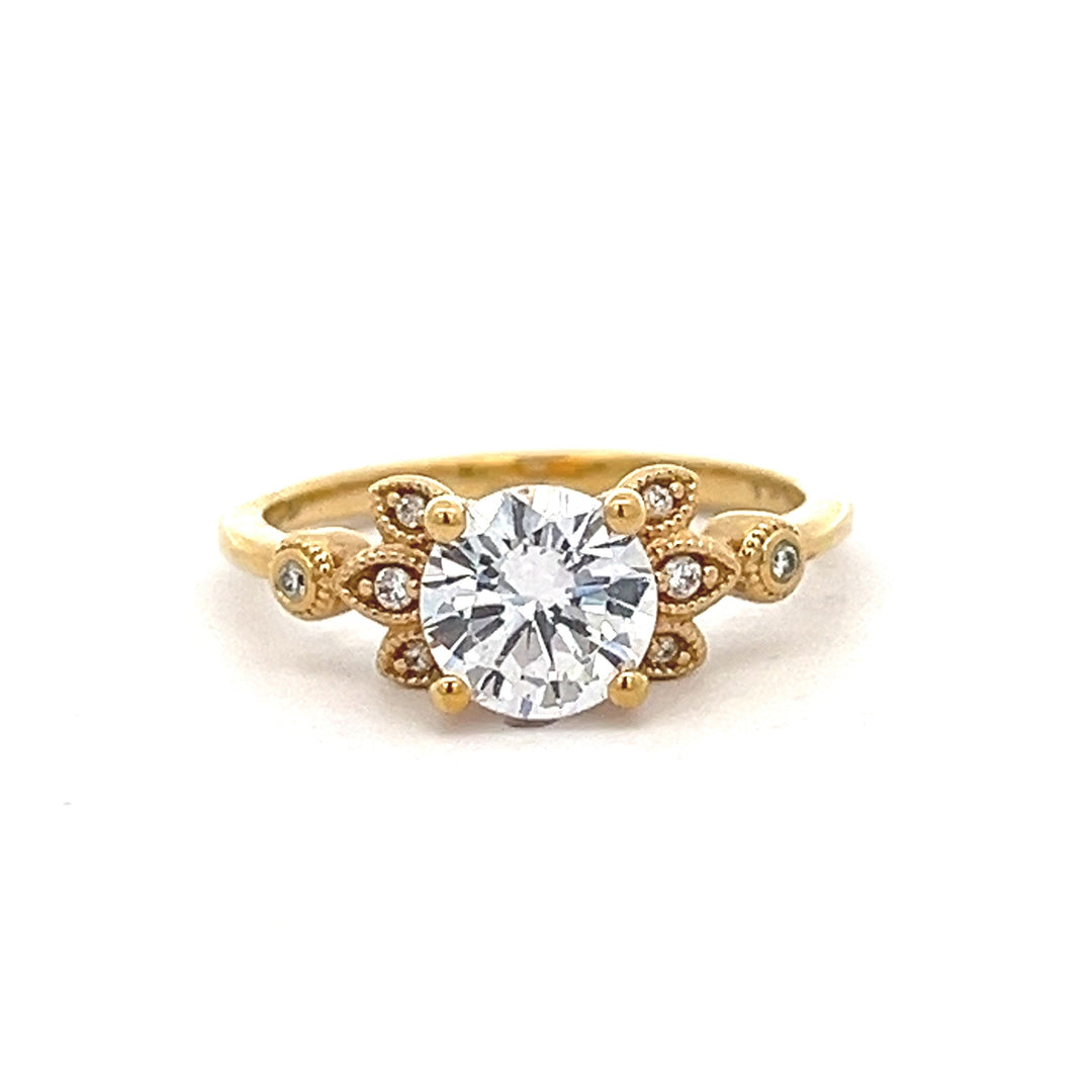 1 ctw diamond engagement ring with floral diamond accents - workshopunderground.com
