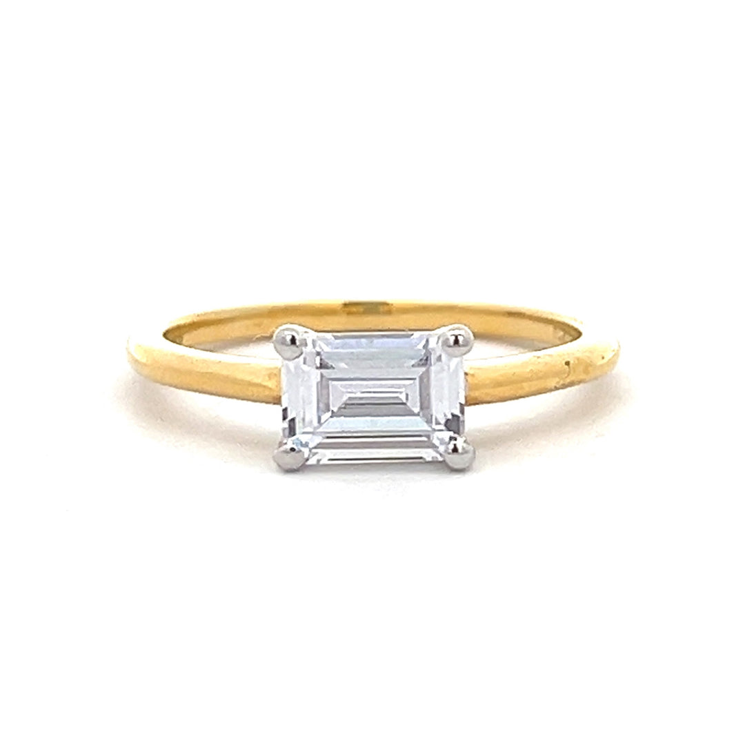 1 ctw east-west emerald-cut diamond engagement ring - workshopunderground.com