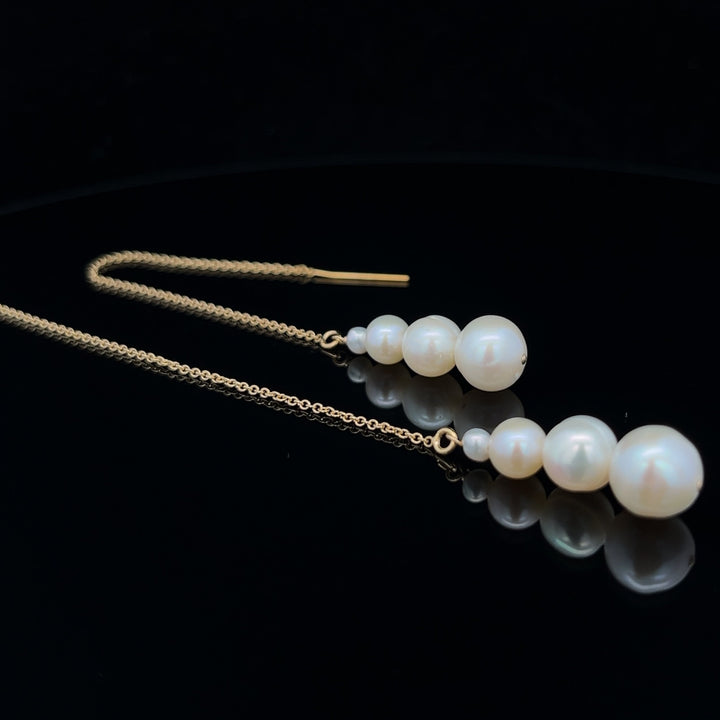 graduated 4-pearl threader earrings - workshopunderground.com