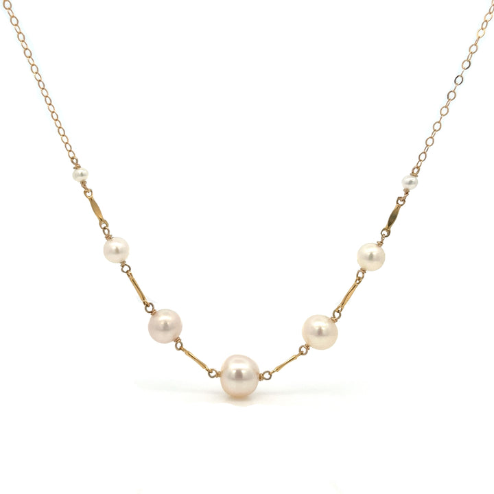 graduated pearl and gold bar necklace - workshopunderground.com