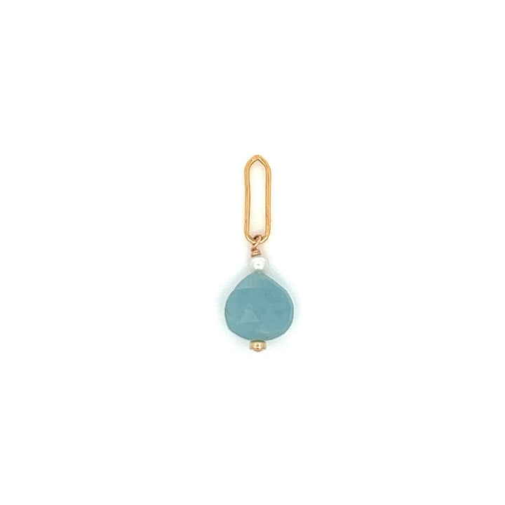 aquamarine gum drop & pearl pendant necklace - workshopunderground.com