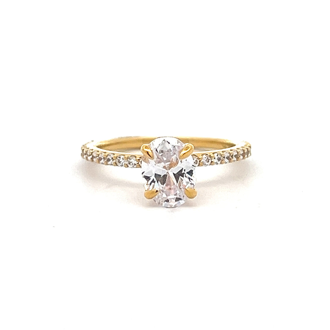 1 1/2 ctw oval diamond engagement ring with pave accents & hidden collar - workshopunderground.com