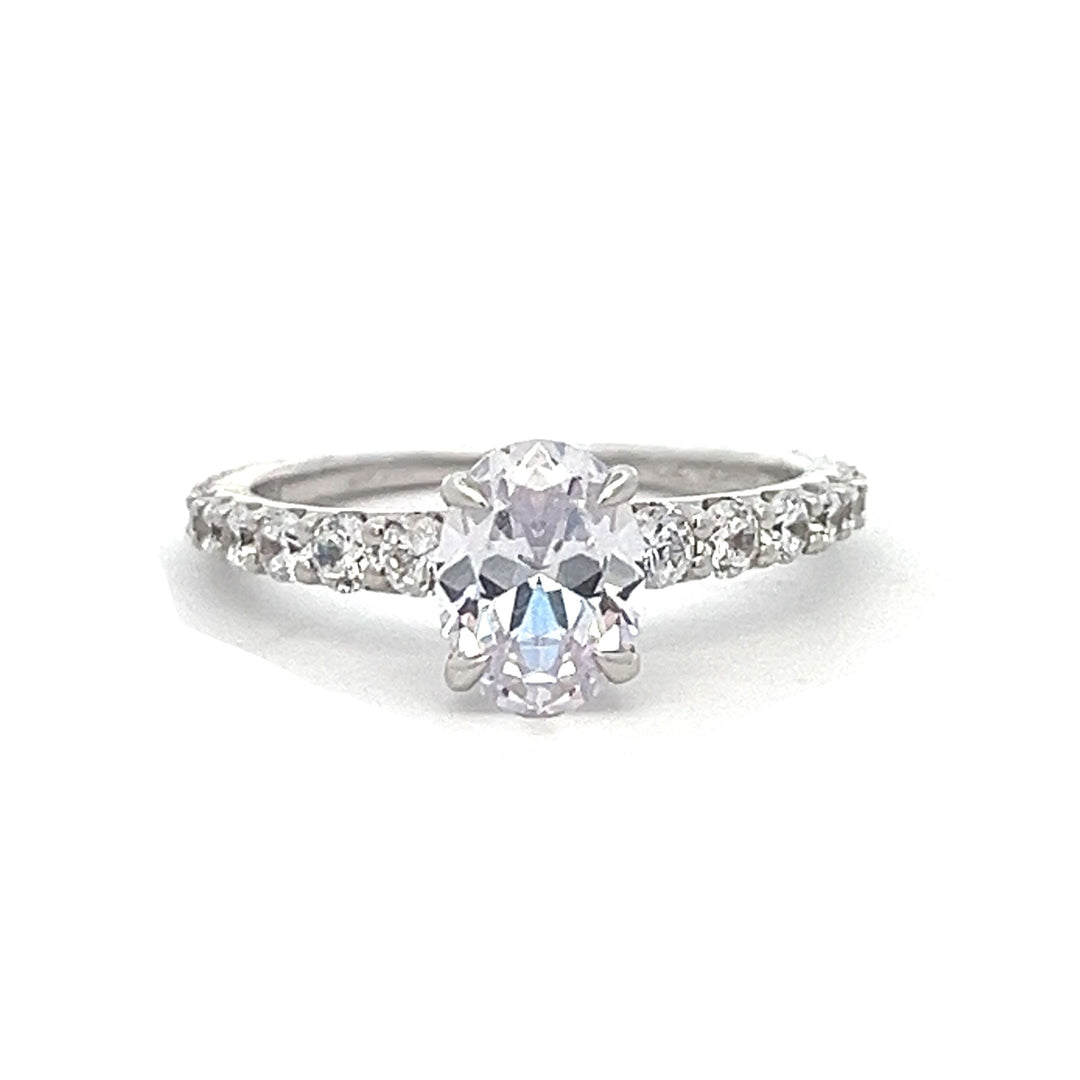 1 1/2 ctw oval diamond engagement ring with graduated diamond accents - workshopunderground.com