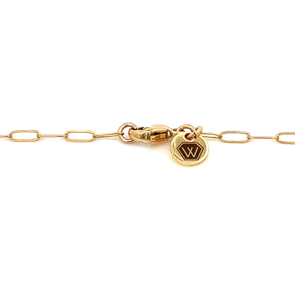 aquamarine baguette gold bar & paperclip chain necklace - workshopunderground.com
