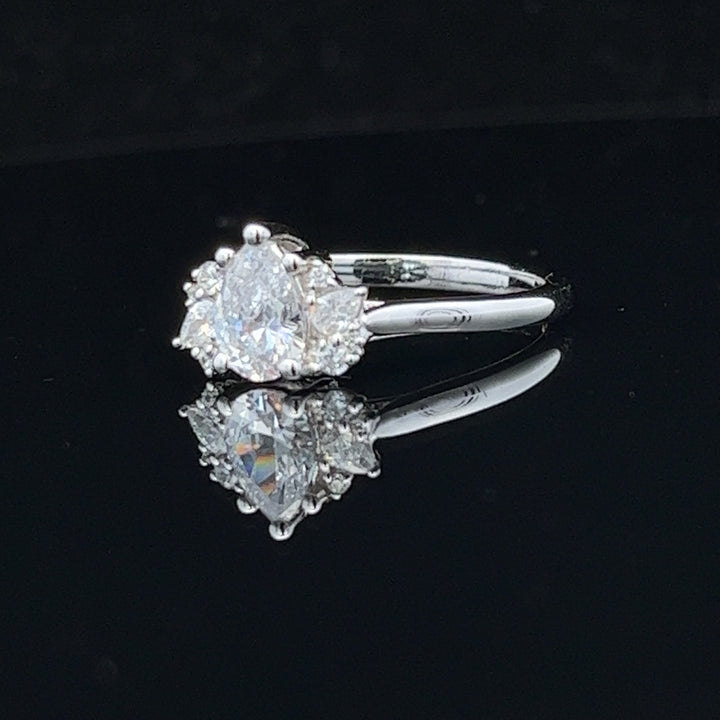1 5/8 ctw pear diamond engagement ring with diamond accents - workshopunderground.com