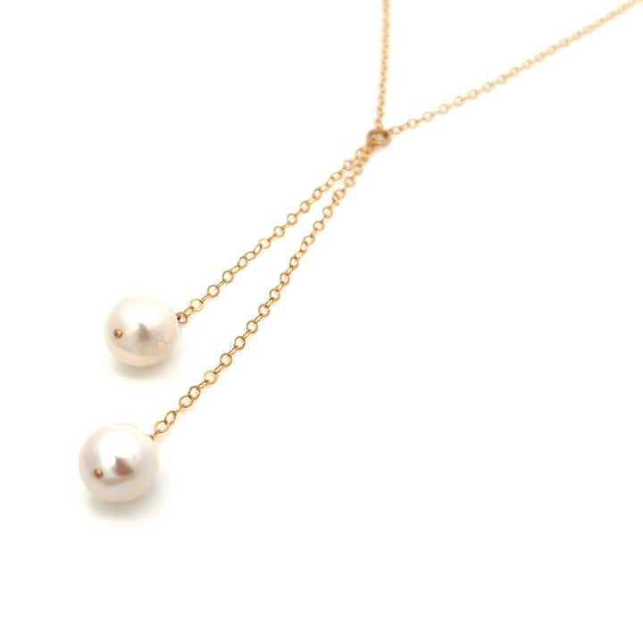 asymmetrical pearl tassel Y-necklace