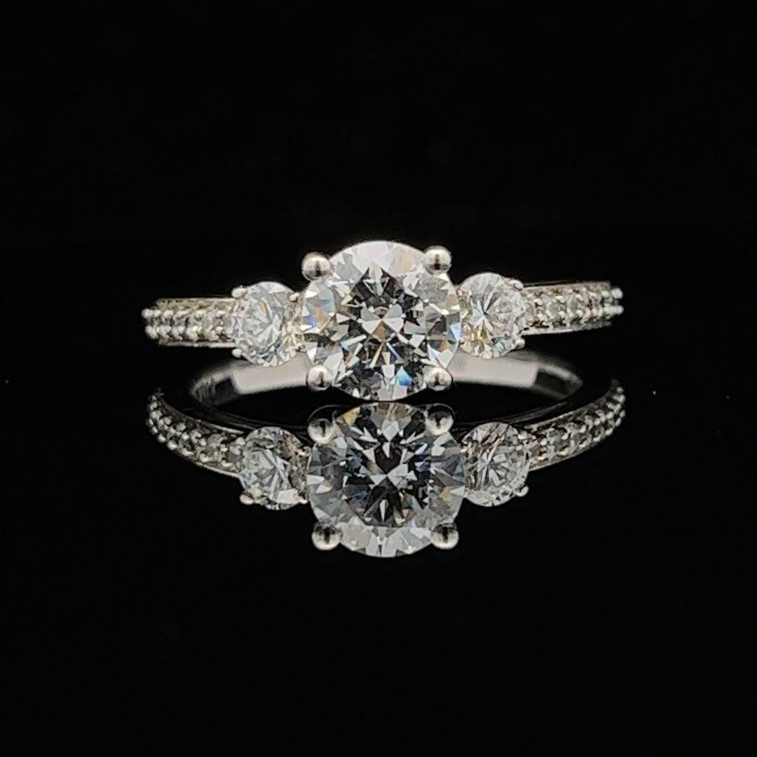 1 1/2 ctw three-stone round french-set diamond engagement ring - workshopunderground.com
