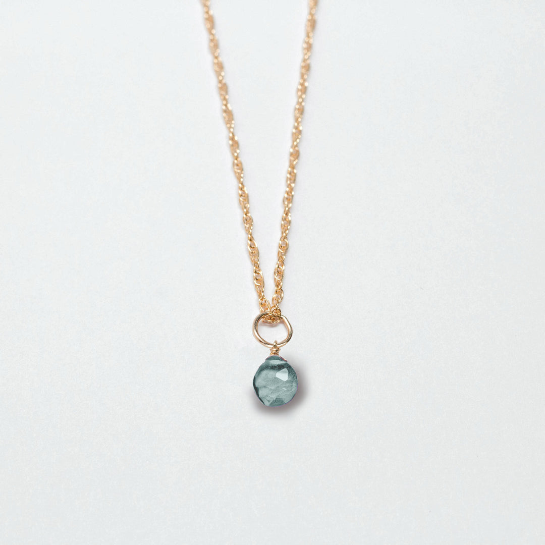 march birthstone - aquamarine - charm necklace - workshopunderground.com