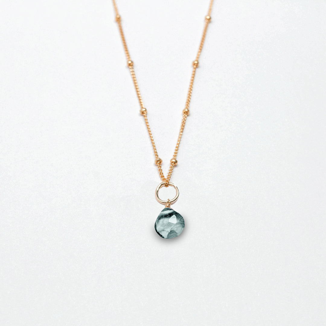 march birthstone - aquamarine - charm necklace - workshopunderground.com