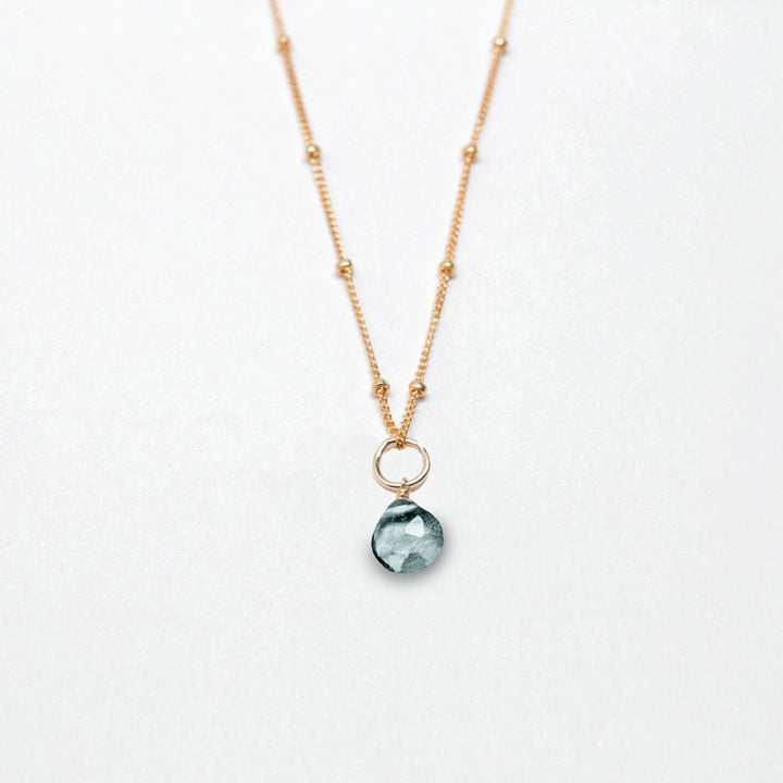 march birthstone - aquamarine - charm necklace - workshopunderground.com