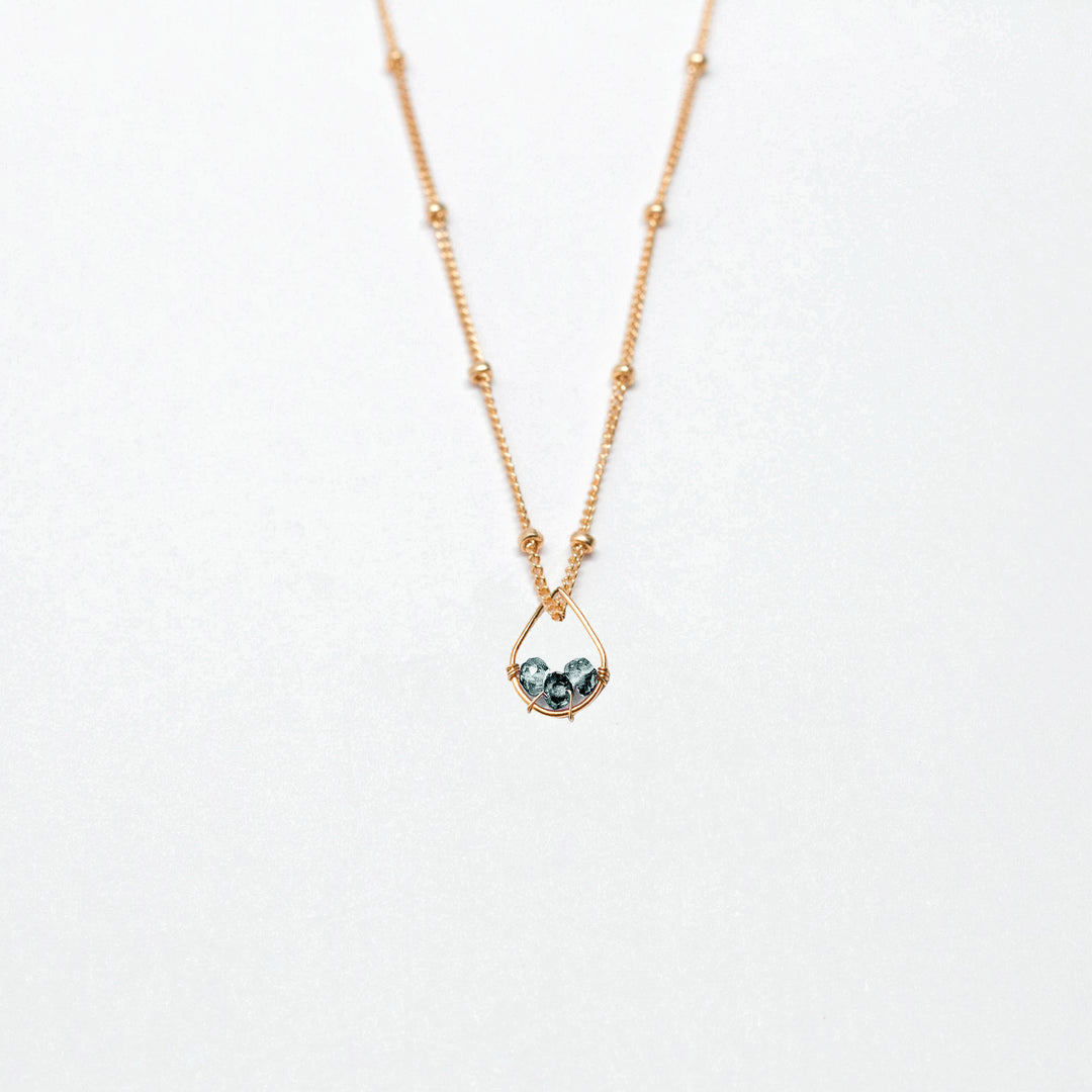 march birthstone - aquamarine - charm necklace - workshopunderground.com