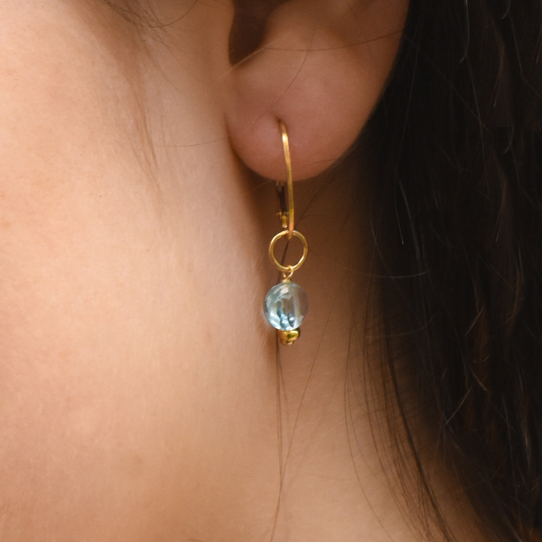 faceted birthstone coin charm - lever back earrings - workshopunderground.com