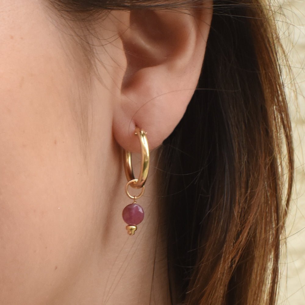 faceted birthstone coin charm - hoop earrings - workshopunderground.com