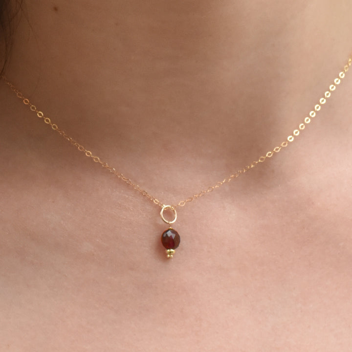 faceted birthstone coin charm - classic cable necklace - workshopunderground.com