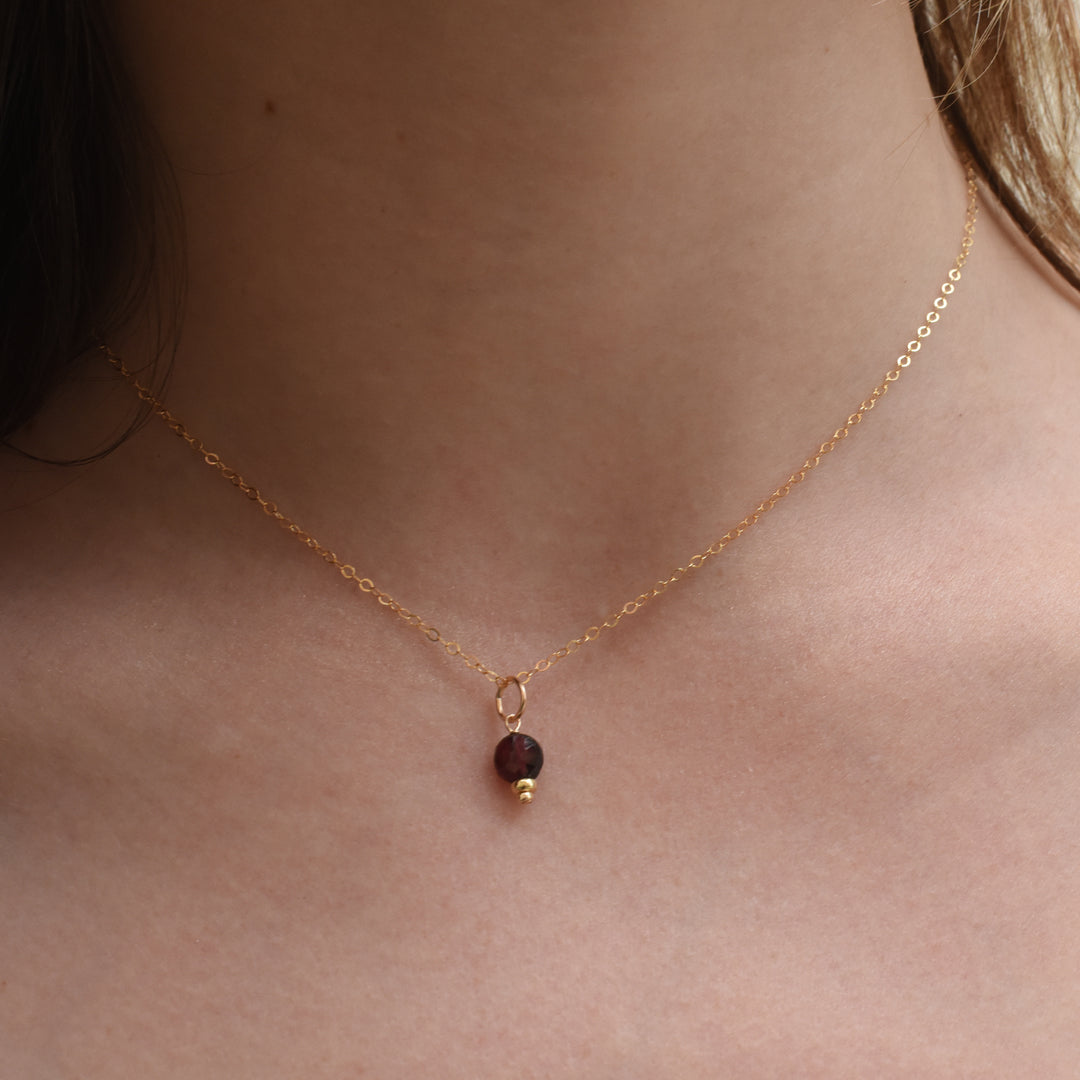 faceted birthstone coin charm - classic cable necklace - workshopunderground.com
