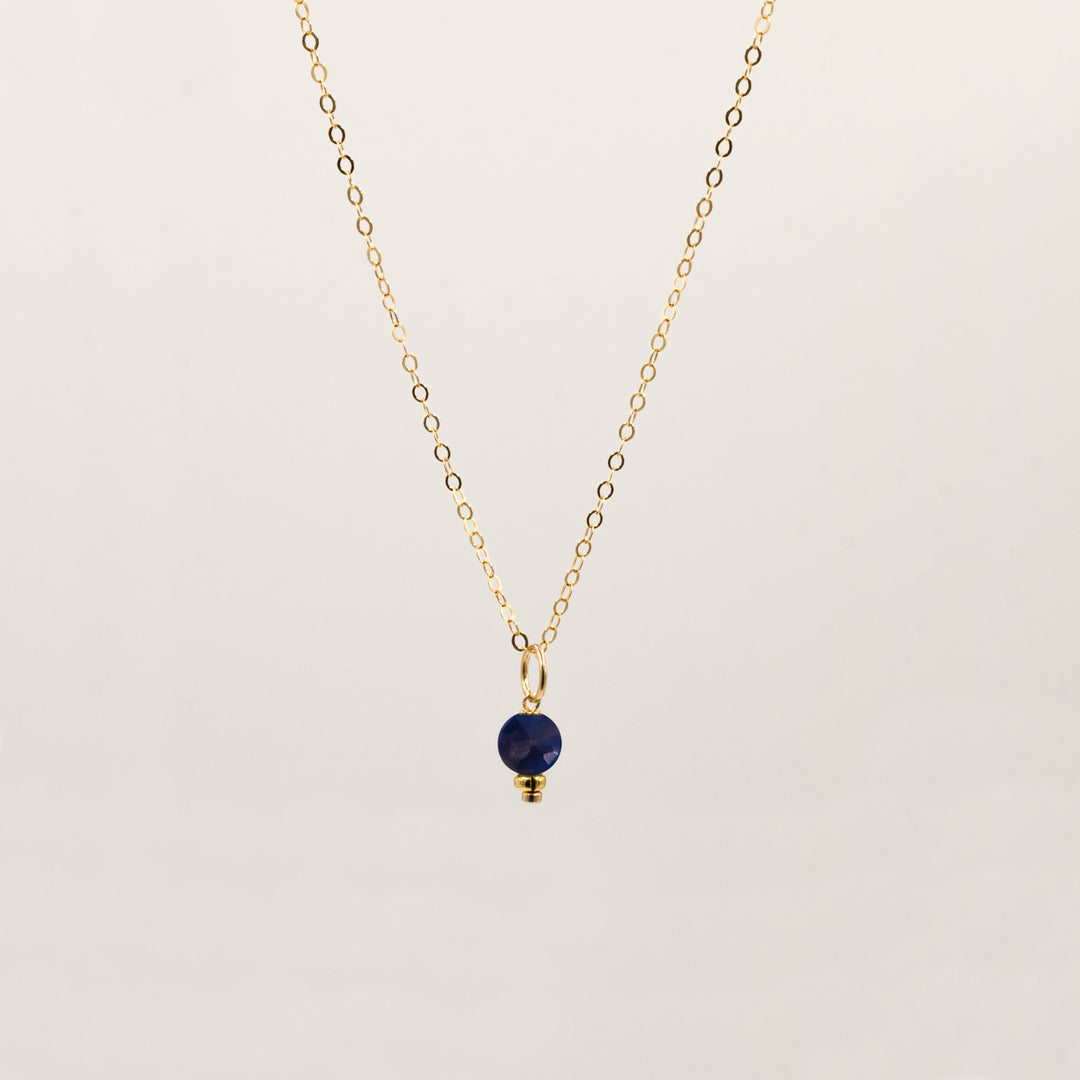 faceted birthstone coin charm - classic cable necklace - workshopunderground.com