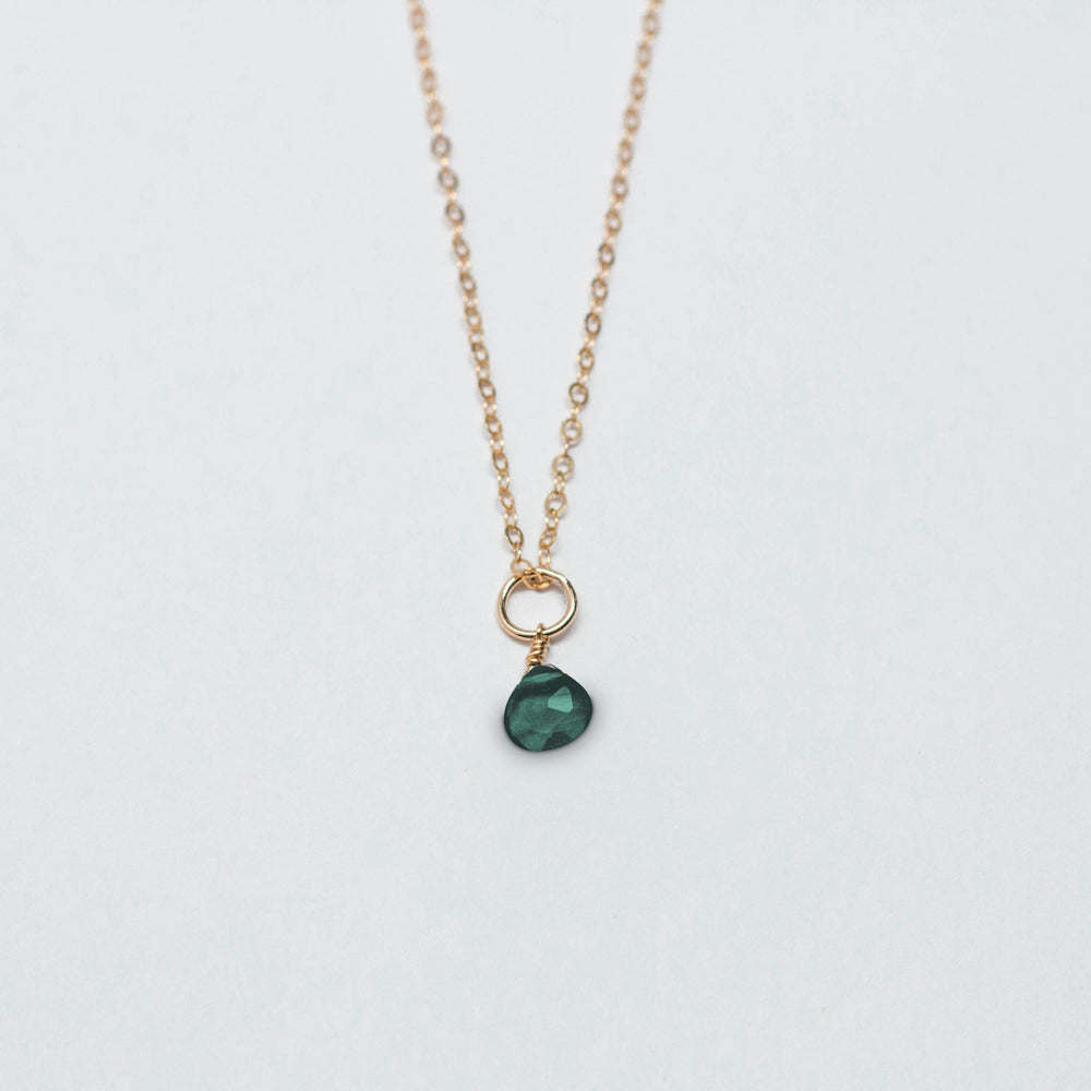 may birthstone - emerald - charm necklace - workshopunderground.com