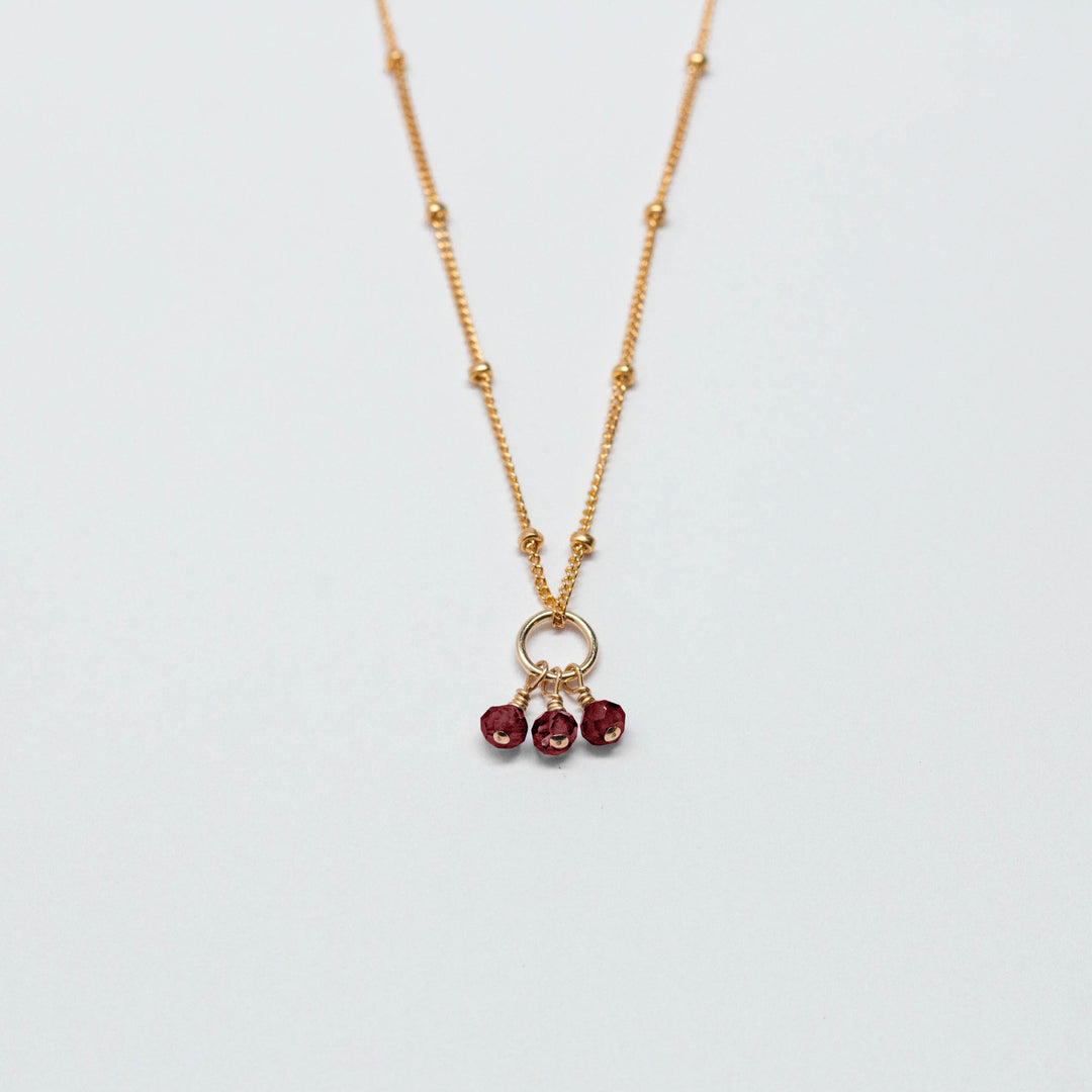 january birthstone - garnet - charm necklace - workshopunderground.com