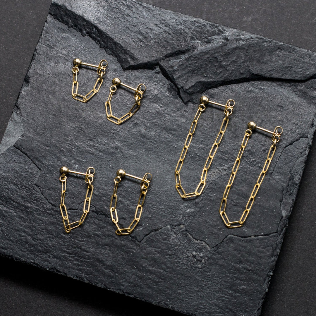 "front-to-back" chain earrings - modern anchor - workshopunderground.com