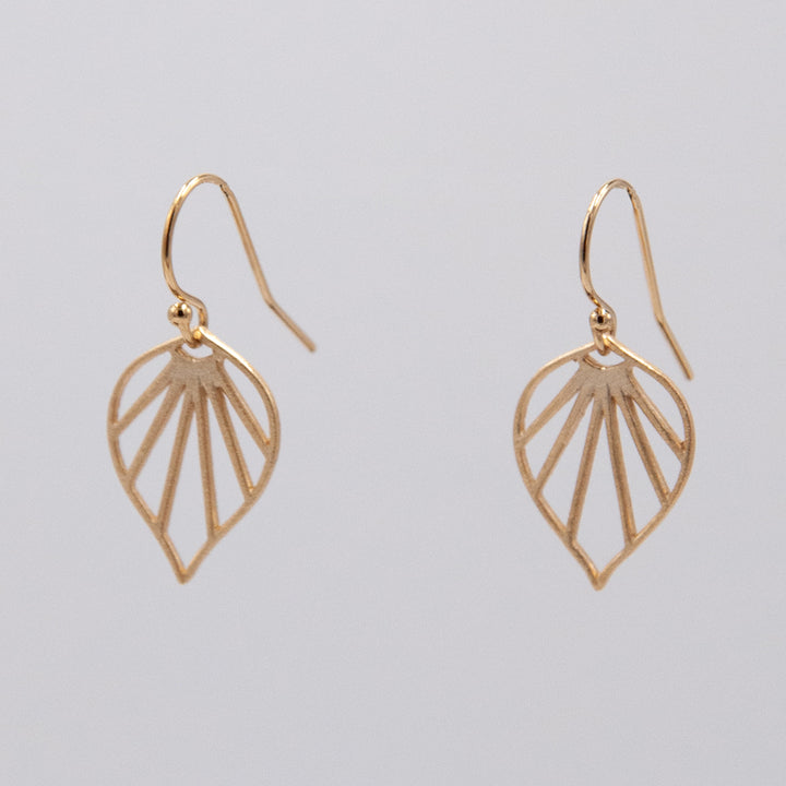 New Deco - small deco leaf earrings - workshopunderground.com