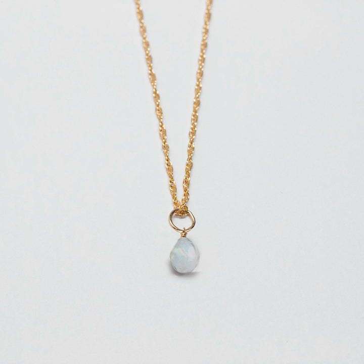 june birthstone - moonstone - charm necklace - workshopunderground.com
