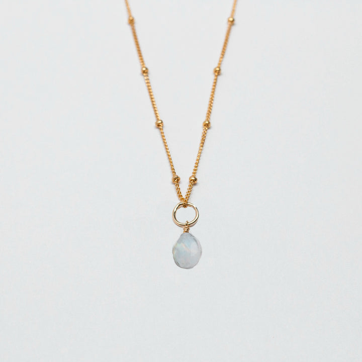 june birthstone - moonstone - charm necklace - workshopunderground.com