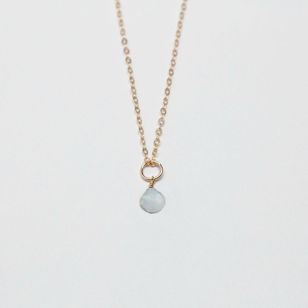 june birthstone - moonstone - charm necklace - workshopunderground.com