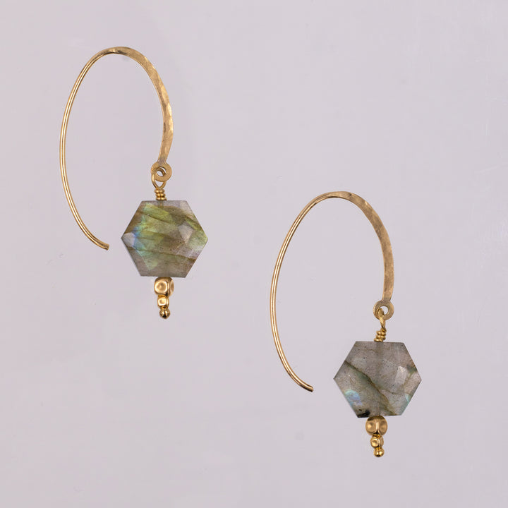 Northern Lights - Hexagon Golden Wire Earrings - workshopunderground.com