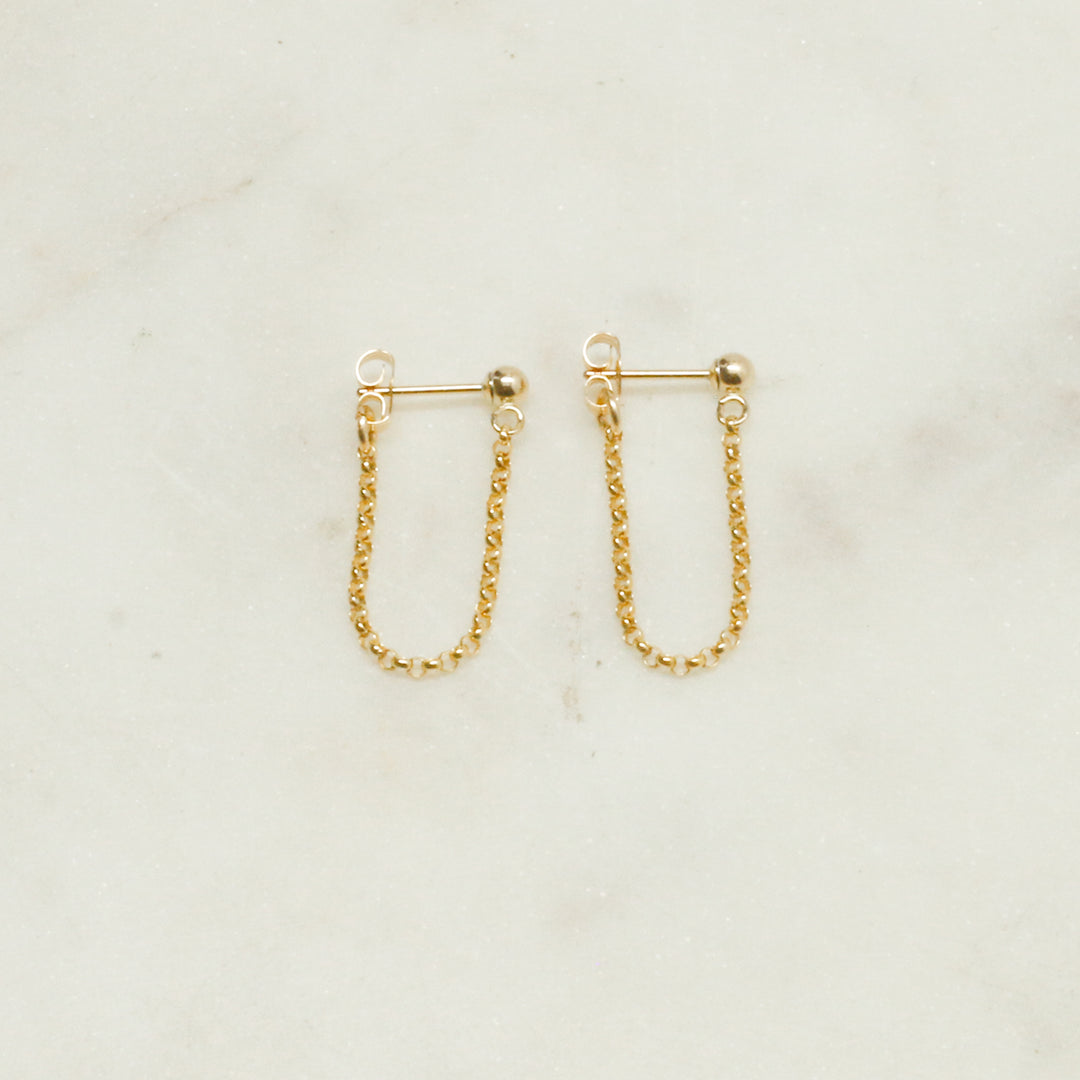 "front-to-back" chain earrings - round link - workshopunderground.com