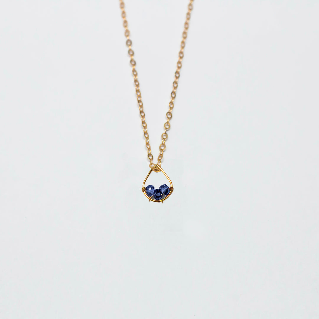 september birthstone - sapphire - charm necklace - workshopunderground.com