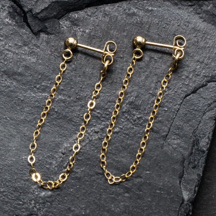 "front-to-back" chain earrings - classic cable - workshopunderground.com